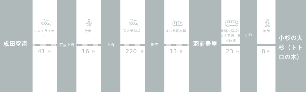 成田空港から小杉の大杉（トトロの木）までのアクセスルート