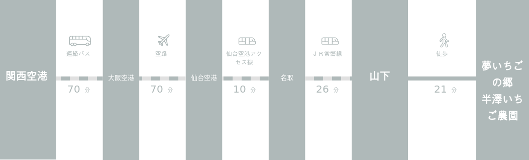 関西国際空港から夢いちごの郷　半澤いちご農園までのアクセスルート