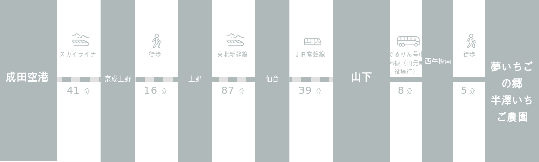 成田空港から夢いちごの郷　半澤いちご農園までのアクセスルート